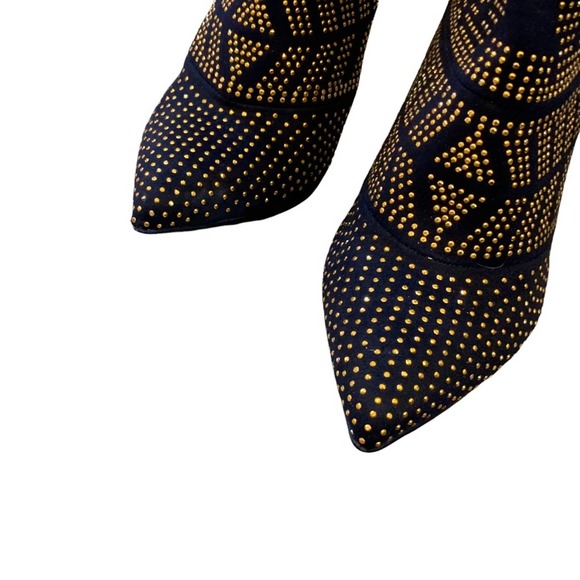 THALIA SODI Alejandra Gold Studded Ankle Booties 8.5 - Picture 5 of 10